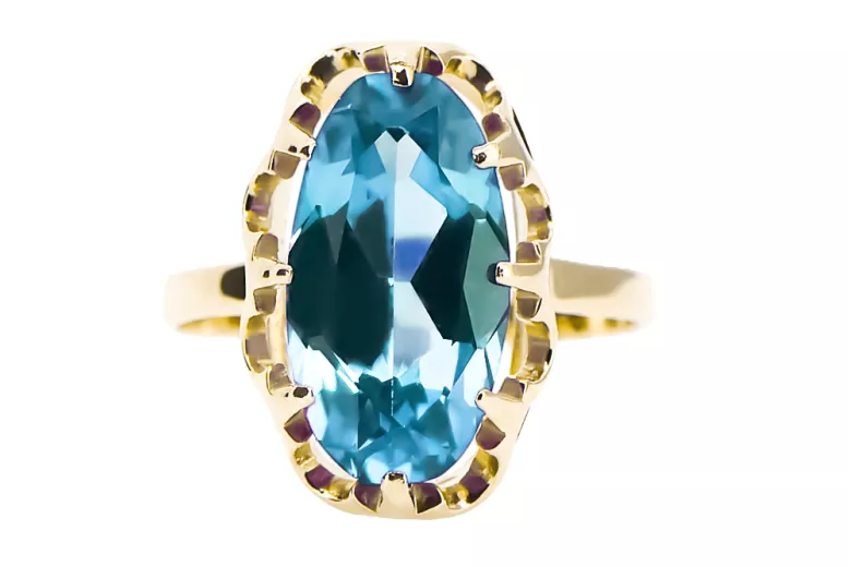 Ring Vintage Aquamarine 14K Yellow gold vrc253y